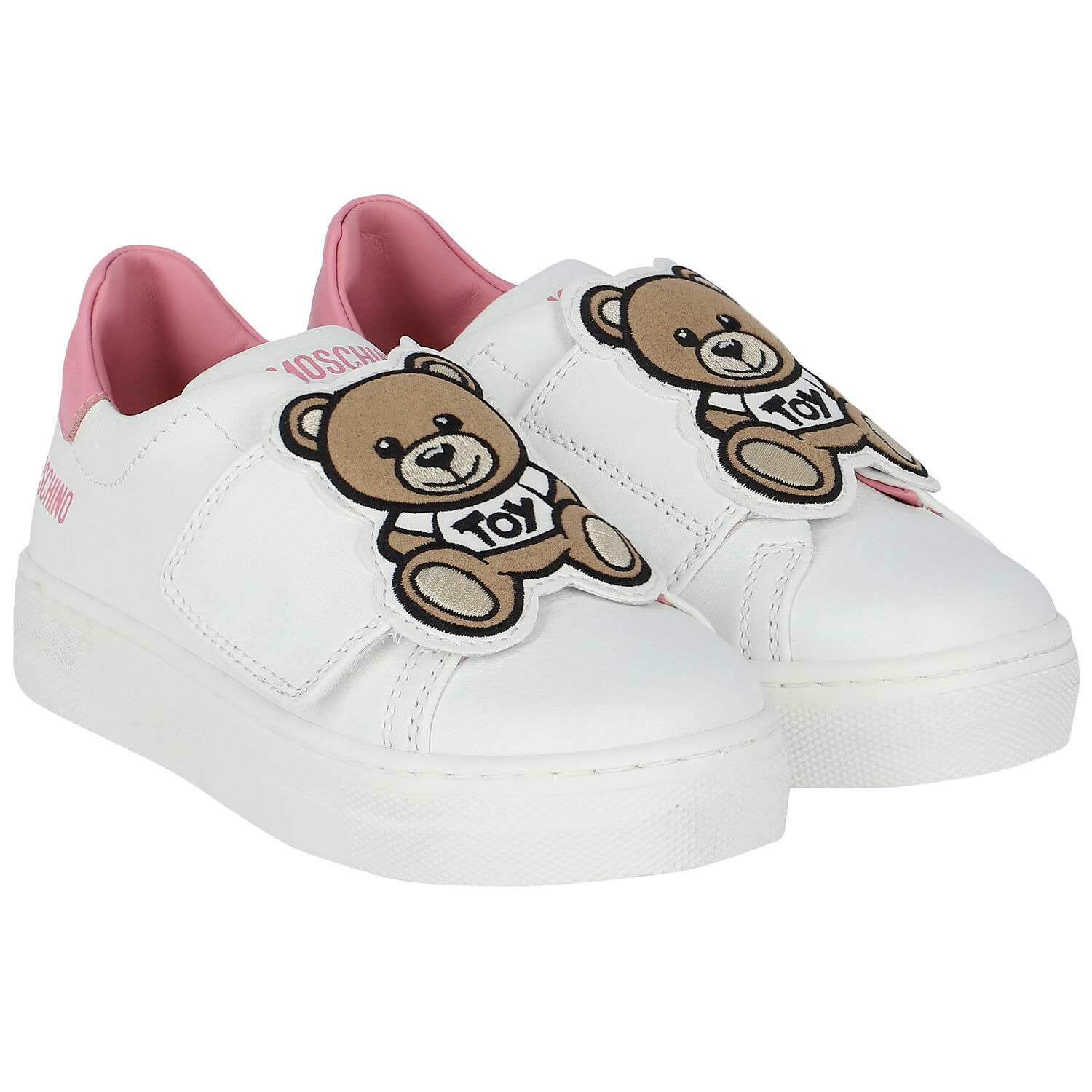 Girls White Embellished Teddy Logo Trainers, 1, hi-res image number null