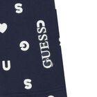 Girls Navy Blue Logo Heart Leggings, 2, hi-res