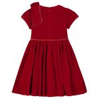 Girls Red Bow Velvet Dress, 1, hi-res
