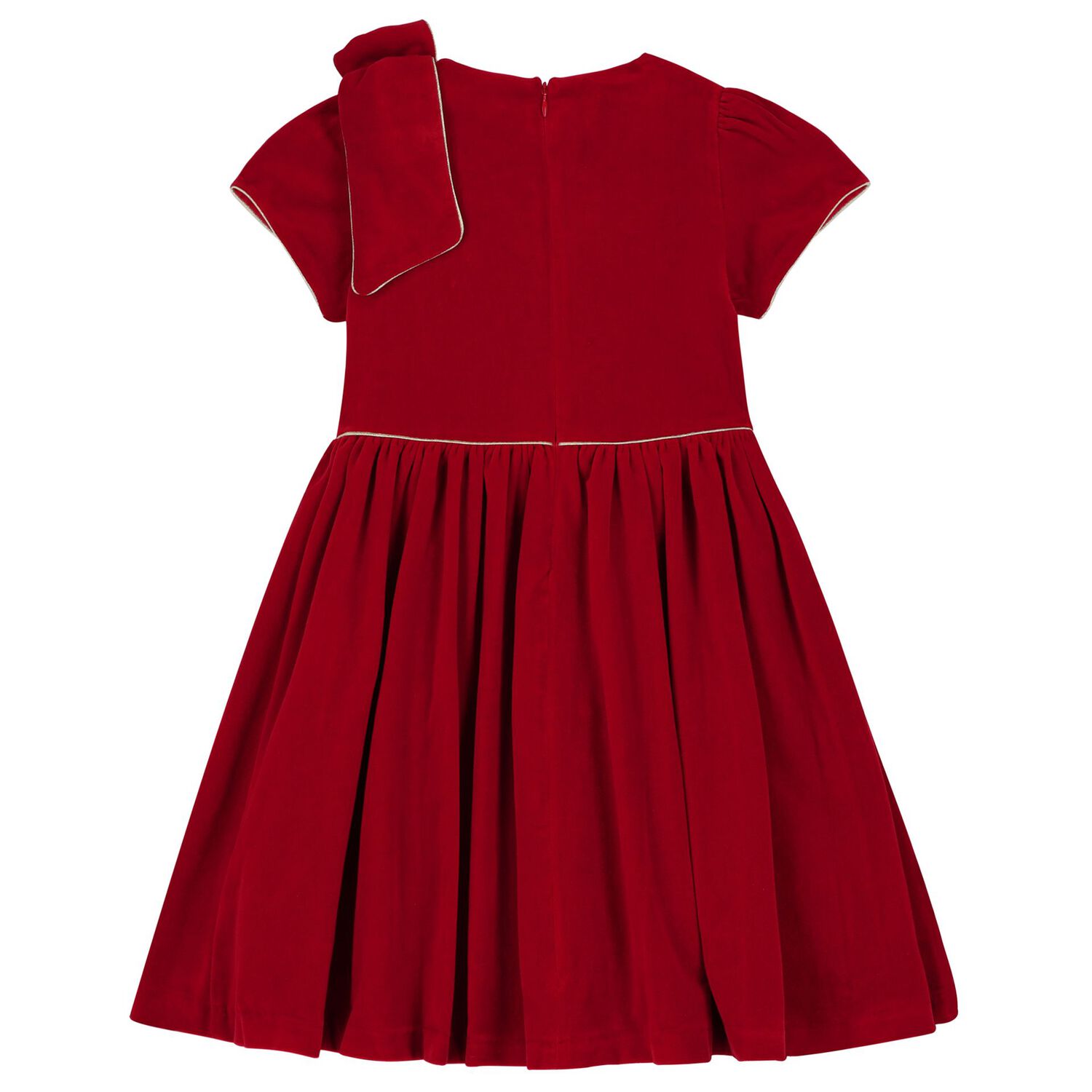 Girls Red Bow Velvet Dress, 1, hi-res image number null