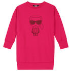 Girls Pink Logo Sweatshirt Dress, 1, hi-res