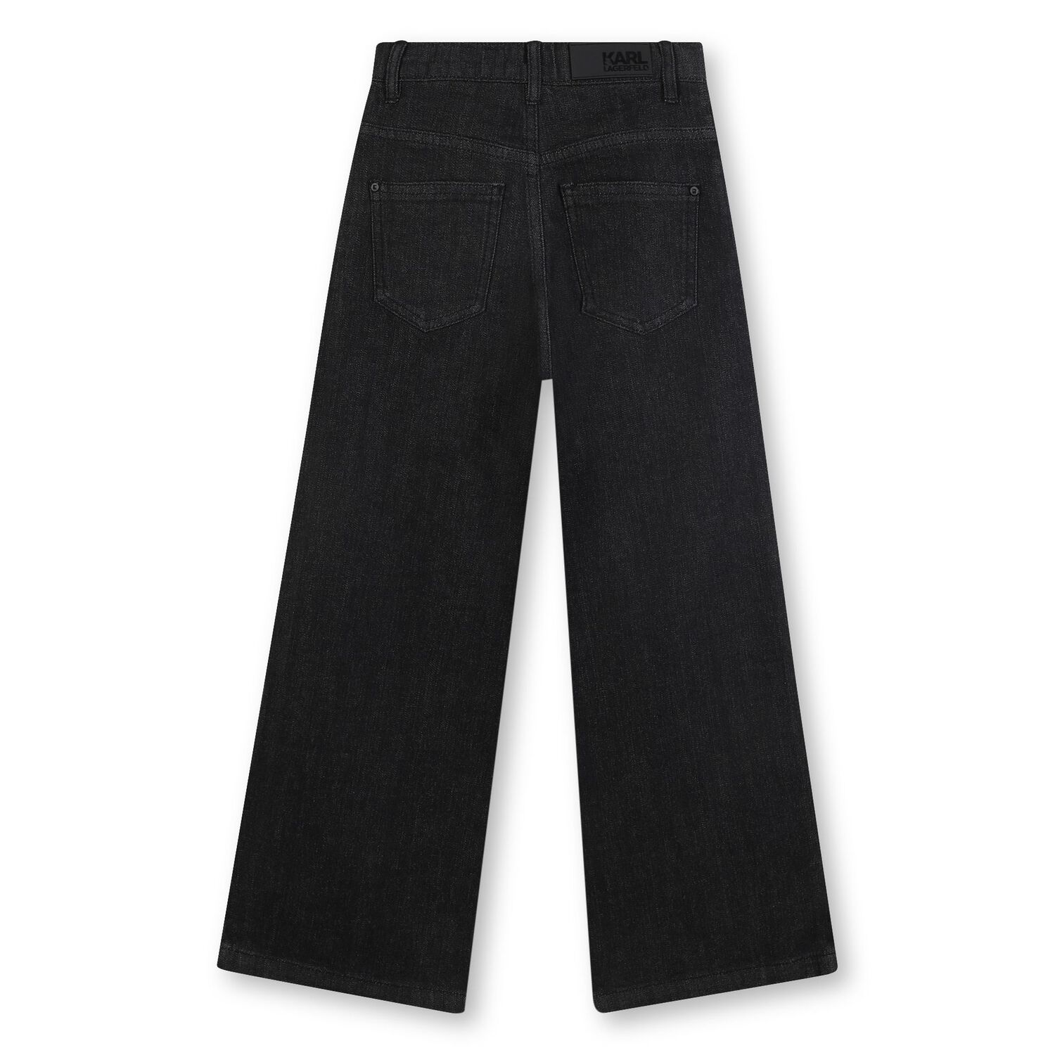 بنطلون جينز أسود بشعار للبنات, 1, hi-res