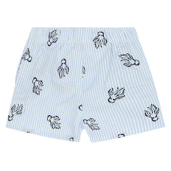 Younger Boys Blue & White Octopus Swim Shorts