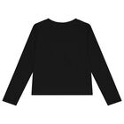 Girls Black Logo Long Sleeve Top, 1, hi-res