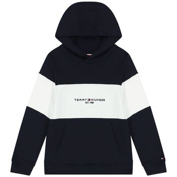 Boys Navy Blue & White Logo Hooded Top