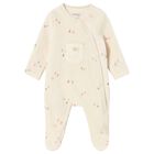 Baby Girls Beige & Pink Velour Babygrow, 2, hi-res