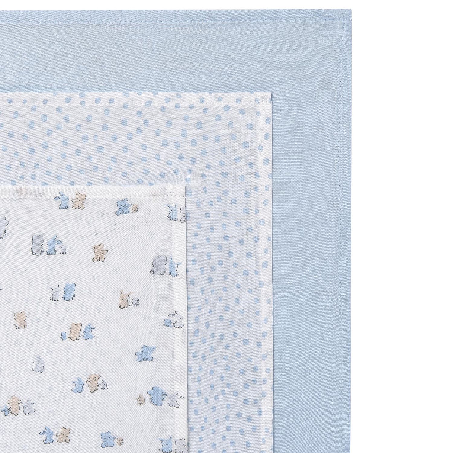 Baby Boys White & Blue Muslin Swaddles (3-Pack), 2, hi-res image number null
