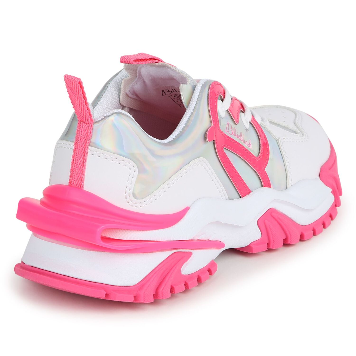 Girls White & Pink Logo Trainers, 1, hi-res image number null