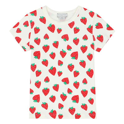 Girls Ivory & Red Strawberry T-Shirt