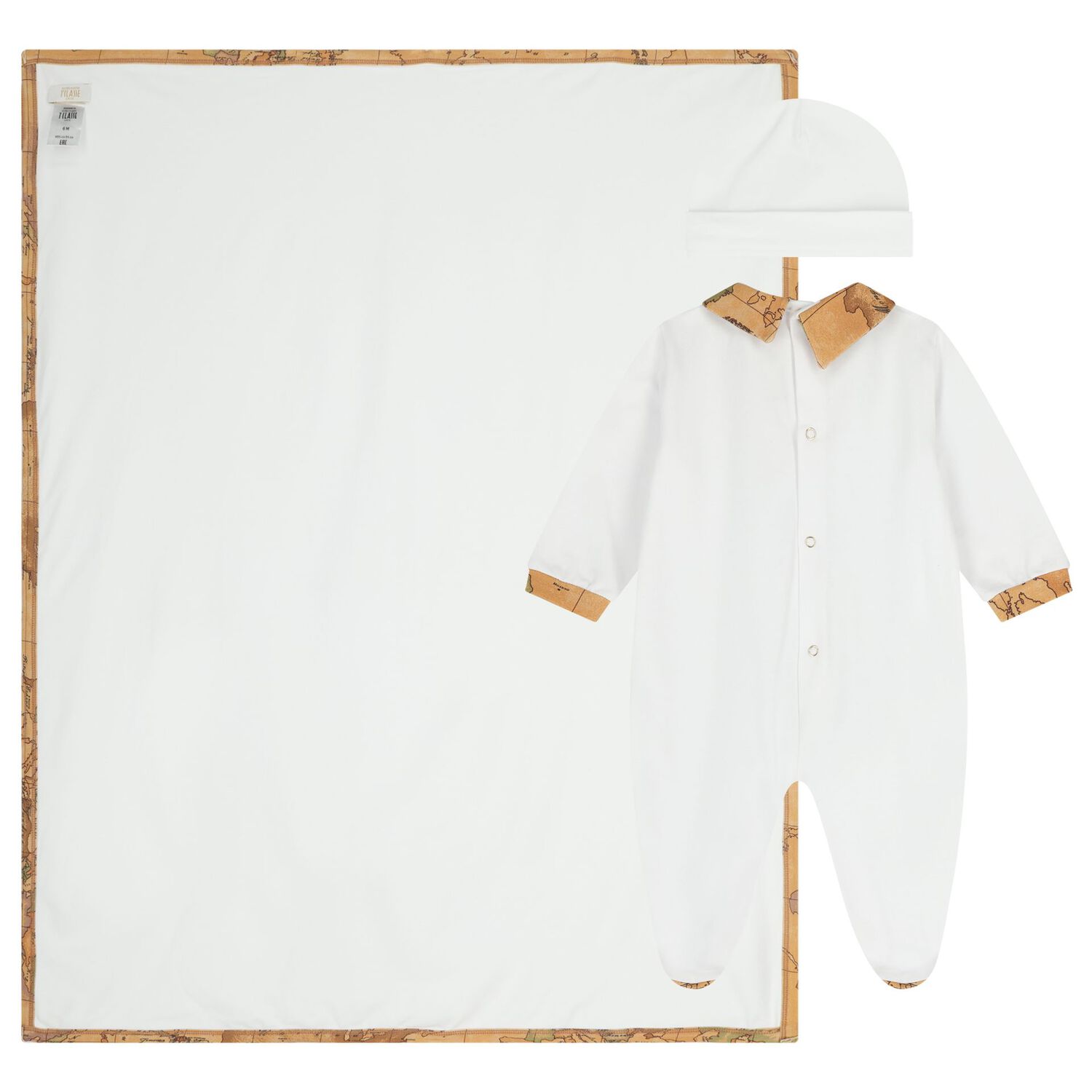 White & Beige Geo Map Babygrow Gift Set, 1, hi-res