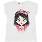 Girls White & Pink Glitter T-Shirt, 1, hi-res