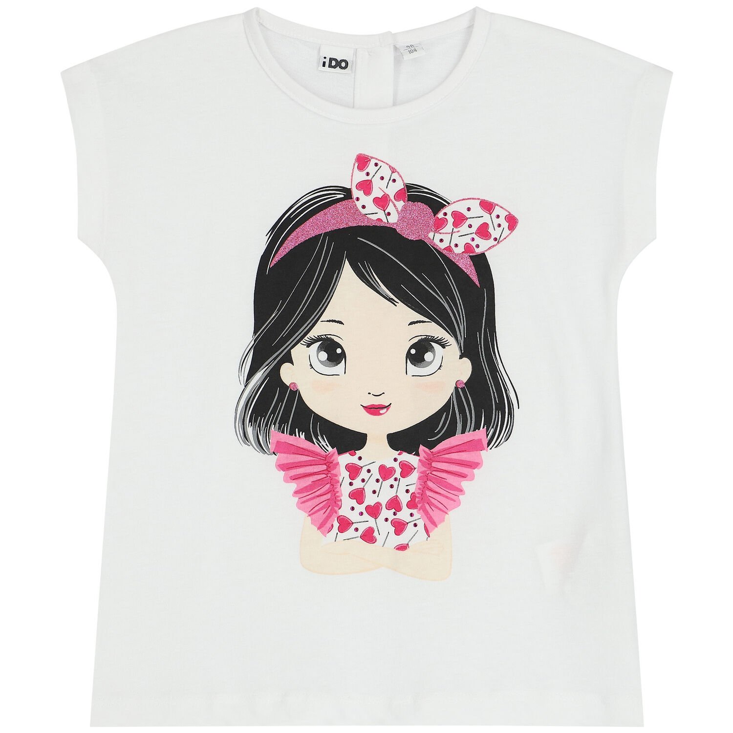 Girls White & Pink Glitter T-Shirt, 1, hi-res