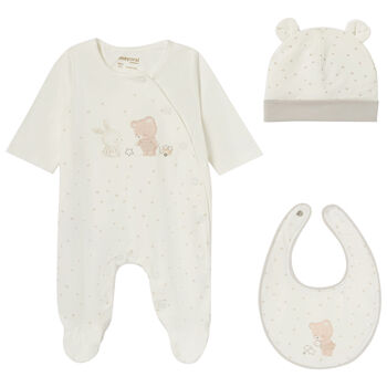 Ivory Babygrow, Hat & Bib Set