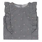 تيشيرت مخطط باللون الاسود والابيض للبنات, 1, hi-res