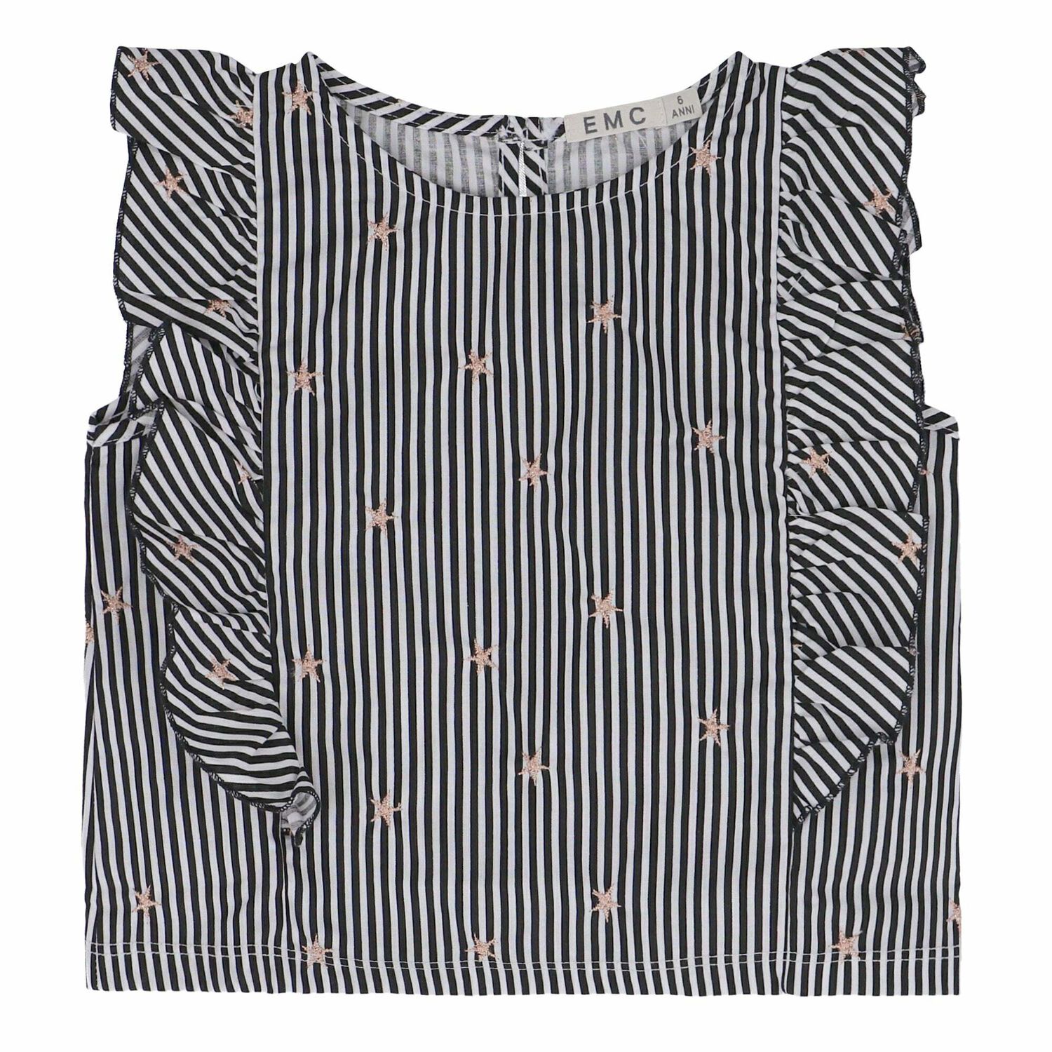 تيشيرت مخطط باللون الاسود والابيض للبنات, 1, hi-res image number null