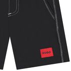 Boys Black Logo Swim Shorts, 1, hi-res