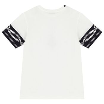 Boys White & Navy Blue Marina T-Shirt