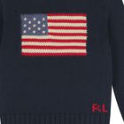 Boys Navy Blue Flag Knitted Sweatshirt, 1, hi-res