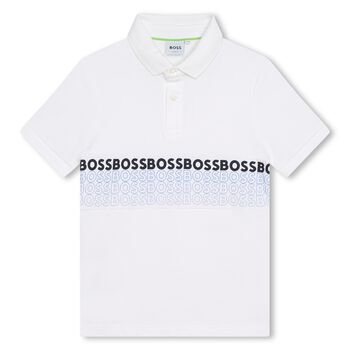Boys White Logo Polo Shirt