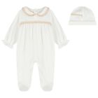 Baby Girls Ivory Velour Babygrow Gift Set, 1, hi-res