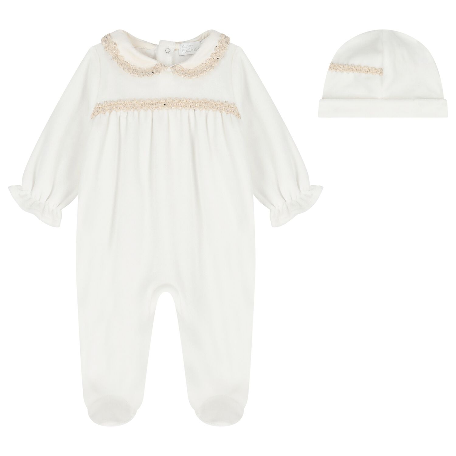 Baby Girls Ivory Velour Babygrow Gift Set, 1, hi-res