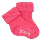 Baby Girls Pink & Beige Logo Socks ( 3-Pack ) , 1, hi-res