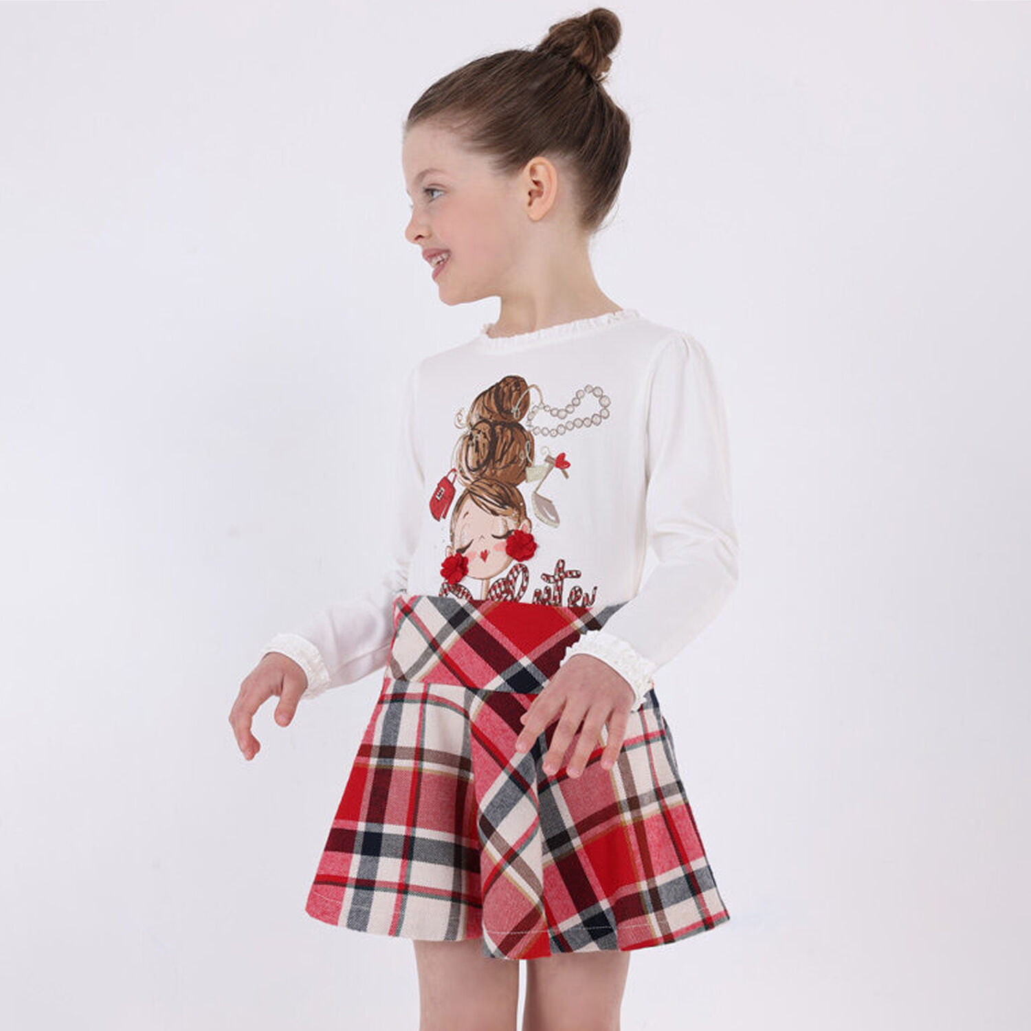 Girls Ivory Long Sleeve Top , 2, hi-res image number null