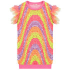 Girls Pink Sequin Sweatshirt Dress, 1, hi-res