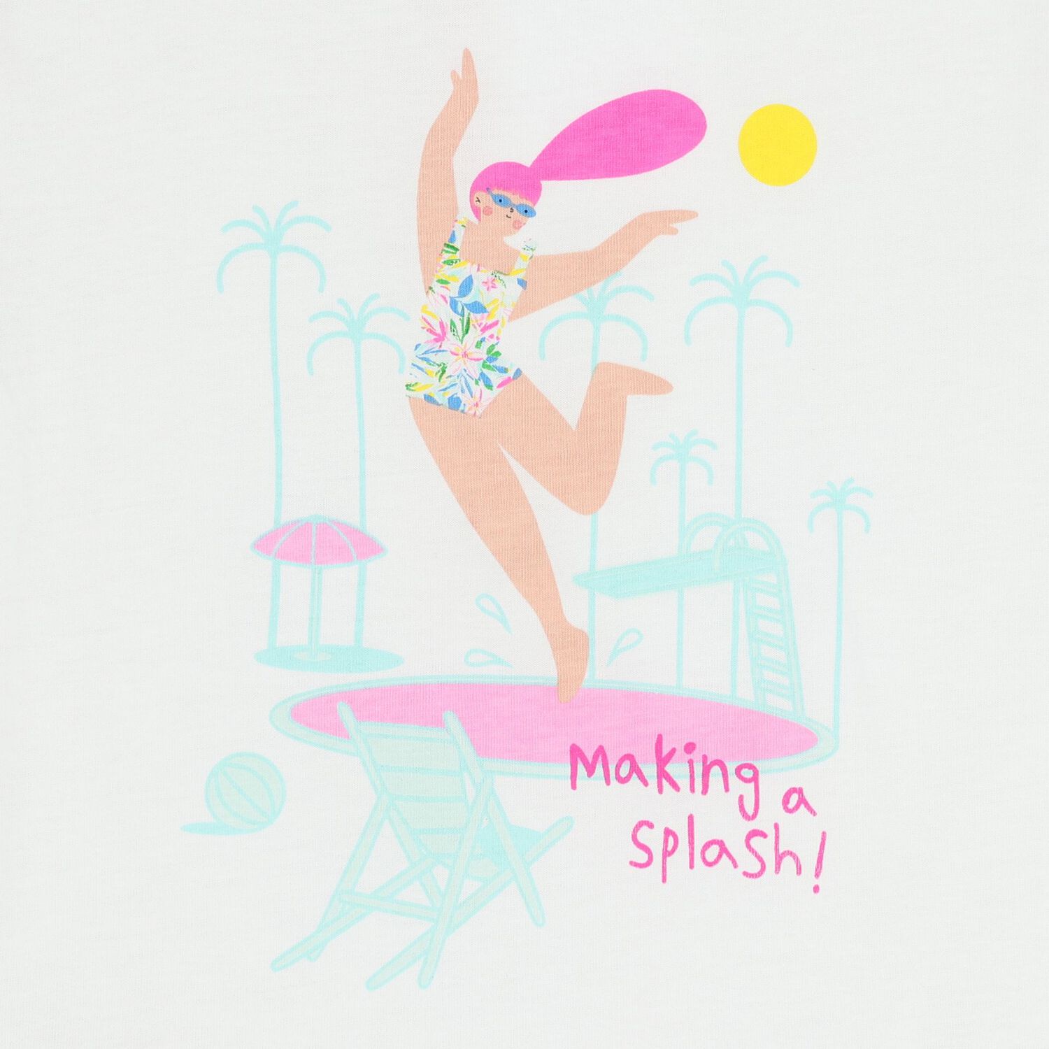 تشيرت بصورة سيدة راقصة باللون الابيض للبنات , 1, hi-res