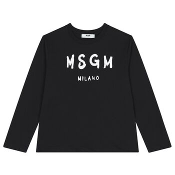 Black Logo Long Sleeve Top