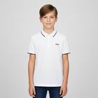 Boys White Logo Polo Shirt, 2, hi-res