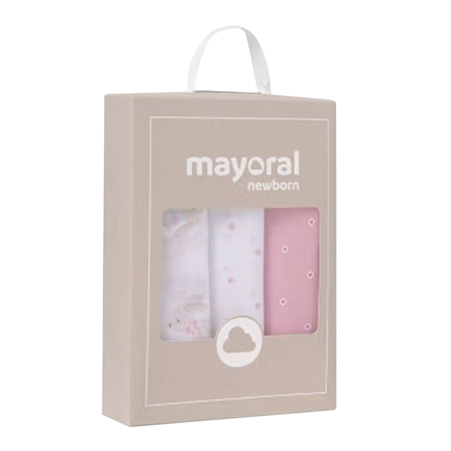 Baby Girls White & Pink Muslin Swaddles ( 3-Pack ), 2, hi-res image number null