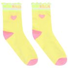 Girls White & Yellow Logo Socks ( 2-Pack ) , 1, hi-res