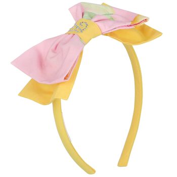 Girls Pink & Yellow Logo Bow Hairband