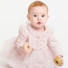 طقم ملابس باللون  بفيونكة وردية للبنات, 1, hi-res