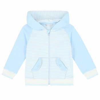 Tutto Piccolo Boys Blue & White Stripe Hooded Top, 1 Boys Blue & White Stripe Hooded Top