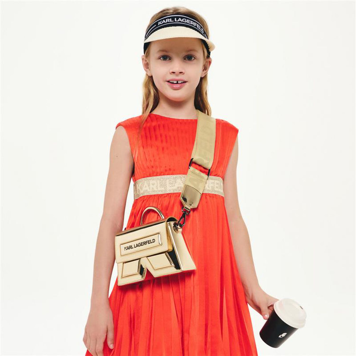 حقيبة يد للبنات بالشعار باللون الذهبي, 2, hi-res image number null