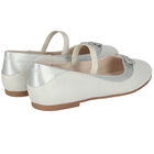 Girls Silver Diamante Bow Shoes, 3, hi-res