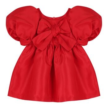 Baby Girls Red Puff Sleeve Dress
