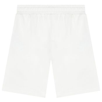 Boys White Teddy Bear Logo Shorts