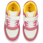 Girls White & Pink Heart Trainers, 2, hi-res