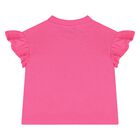 طقم تنوره للبنات الصغيرات بالشعار بتصميم الدب تيدي باللون الوردي والابيض , 2, hi-res