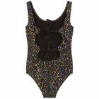 طقم سباحة بناتي باللون الاسود الامع, 1, hi-res