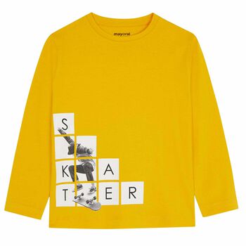 Boys Yellow Skater Long Sleeve Top