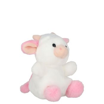 Girls White & Pink Palm Pals Belle Strawberry Cow Soft Toy ( 13CM )