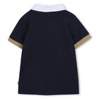 Younger Boys Navy Blue Logo Polo Shirt, 2, hi-res