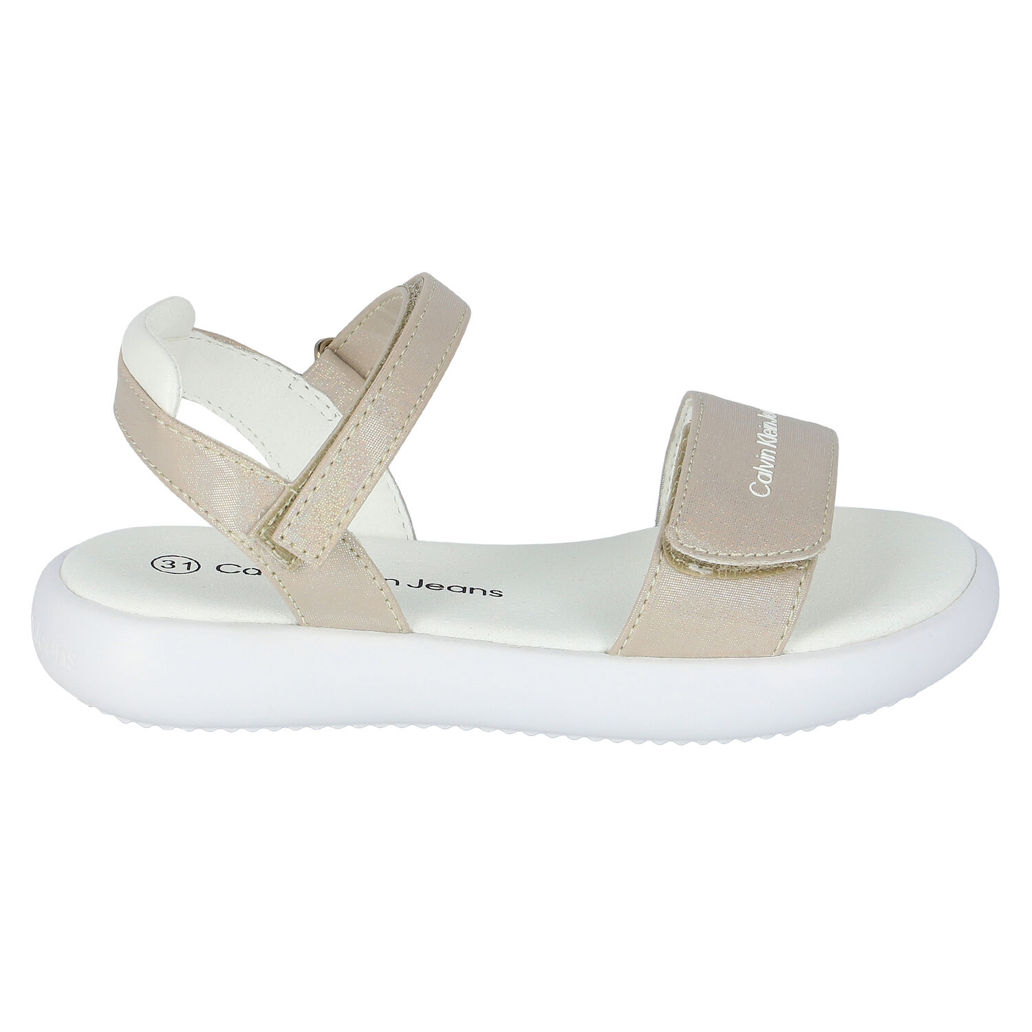 Girls Metallic Gold Logo Sandals, 1, hi-res image number null