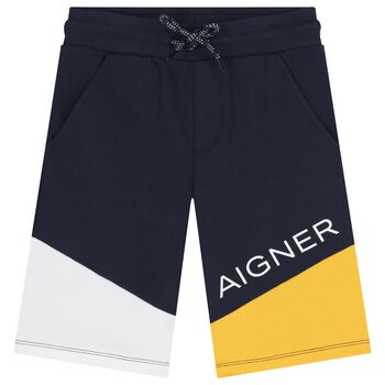 Boys Navy Blue Logo Shorts