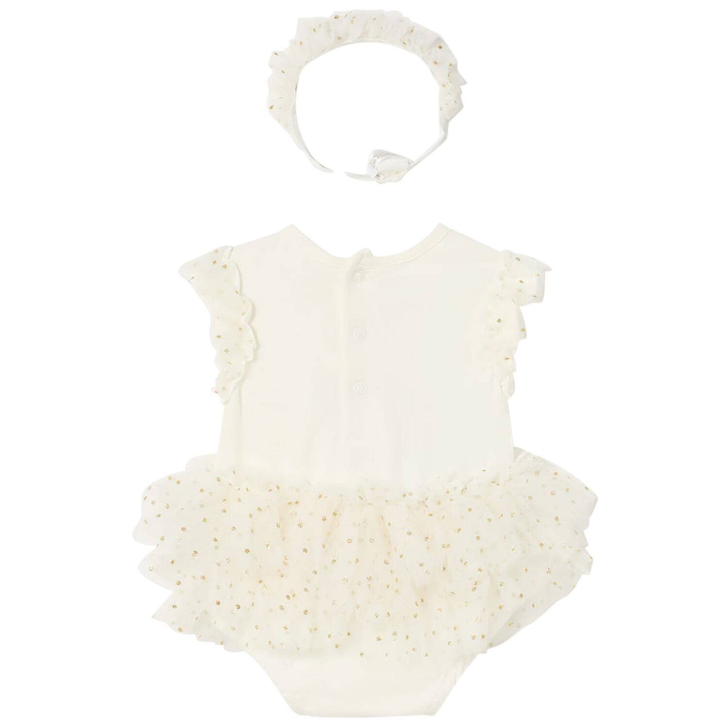 Baby Girls Ivory Tulle Bodysuit & Headband Set, 2, hi-res