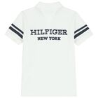 Boys White Logo Polo Shirt, 1, hi-res